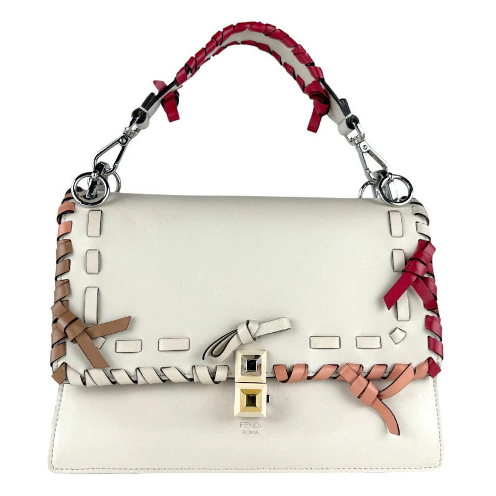 Fendi 2way Shoulder Bag Kanai Leather Ivory White